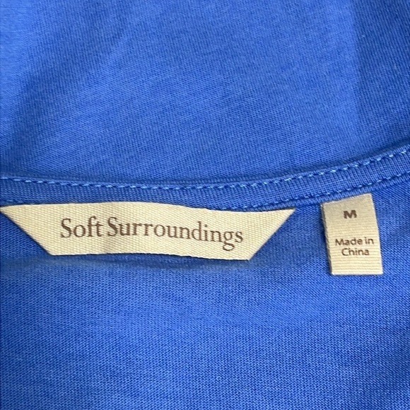 Soft Surroundings Women’s Nikita Lace Sleeve Tee Size Medium Blue - Picture 8 of 9